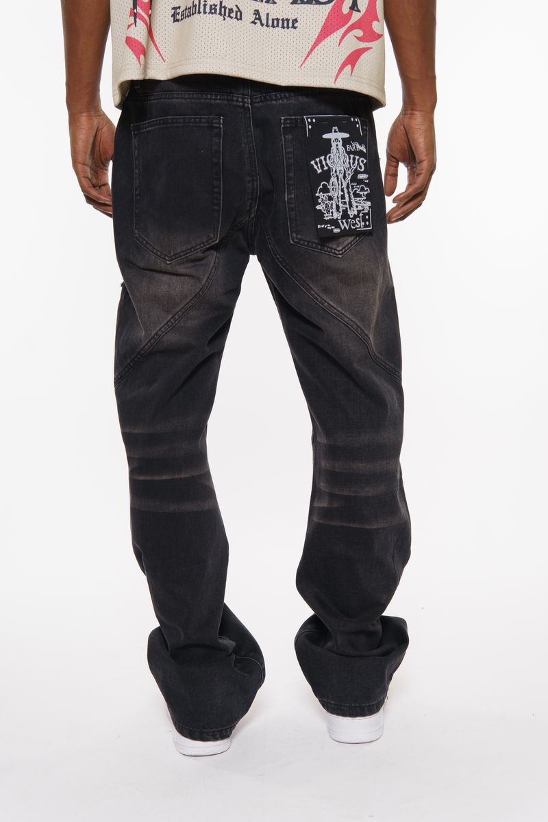Vicious Vortex Relaxed Fit Grommet Denim - Black