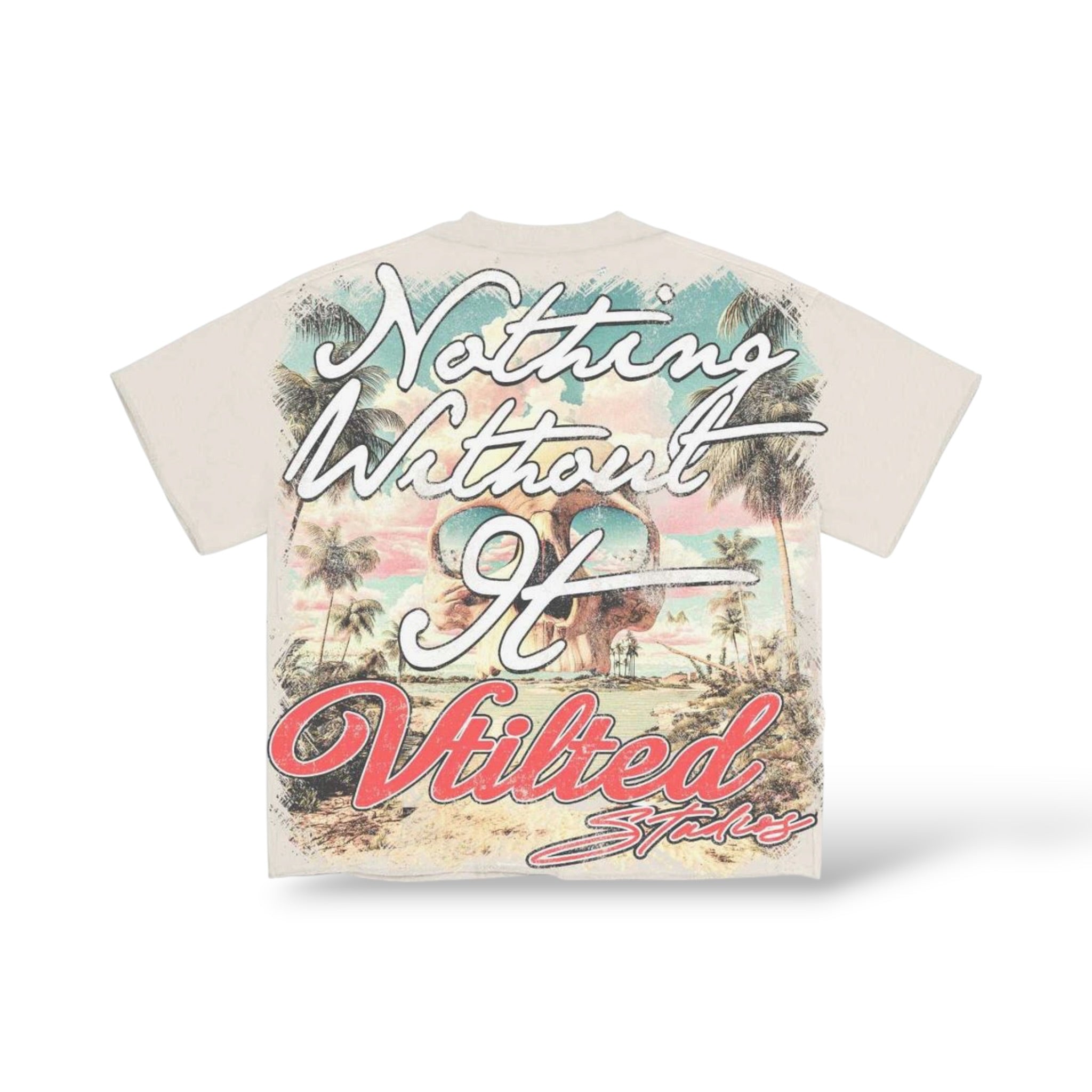Vtilted 'Palms' T-Shirt- Cream