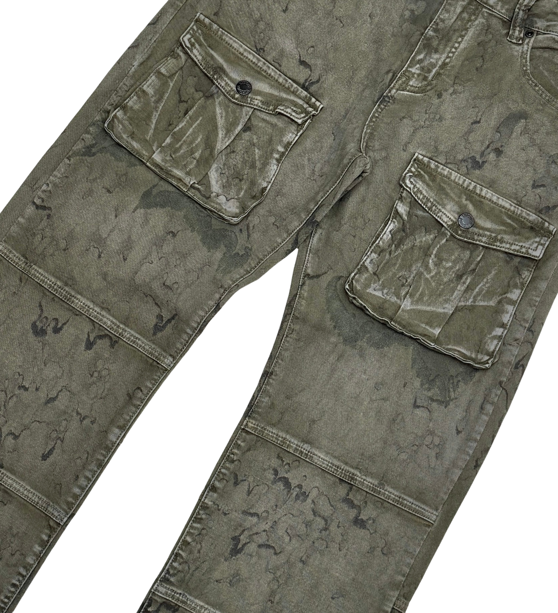 Vicious Light Tie Dye Washed Denim / Western Fit - Olive