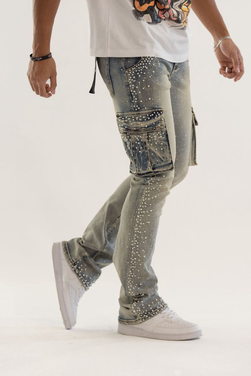 Kindred Rhinestone And Pearl/Stack Denim (Blue)