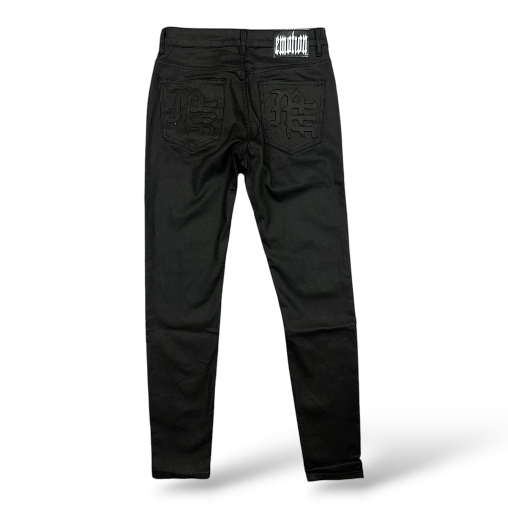 Mixed Emotion 'Blackout' Wax Denim Jeans- Black