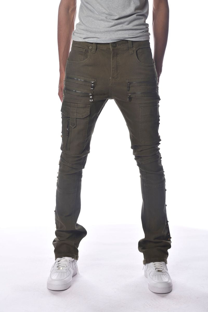 Gunzinii Stacked Jeans- Olive