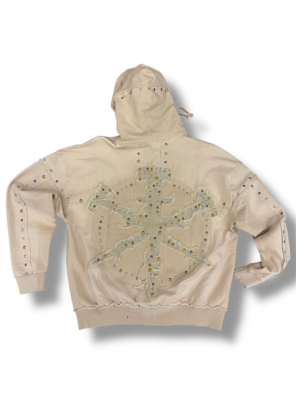 Hudson Gold Studded Metal Zip Up Hoodie- Sail