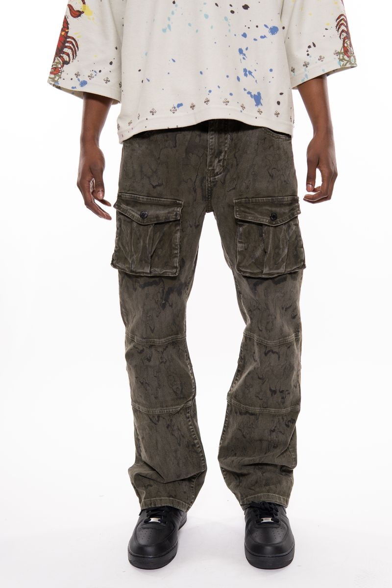 Vicious Light Tie Dye Washed Denim / Western Fit - Olive