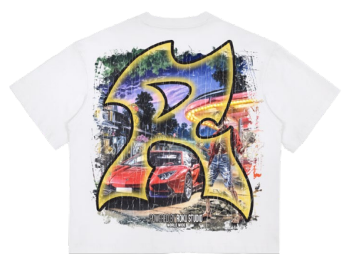 Roku 'Pull Up In Power' Boxy T-Shirt- White