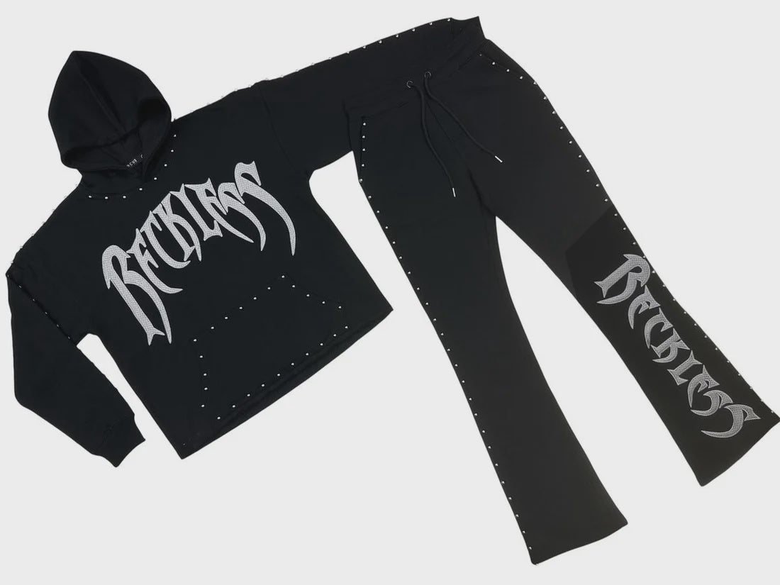 Focus Reckless Stud Sweats- Black/Grey