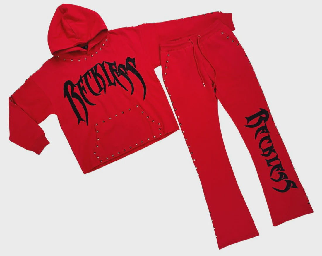 Focus Reckless Stud Sweats- Red/Black