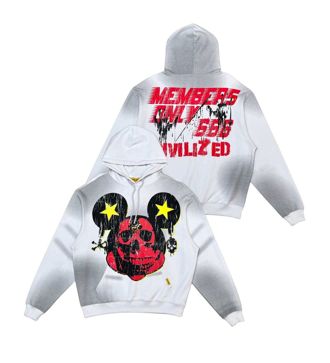 Civilized ‘666 Members Only’ Hoodie- Lt.Grey
