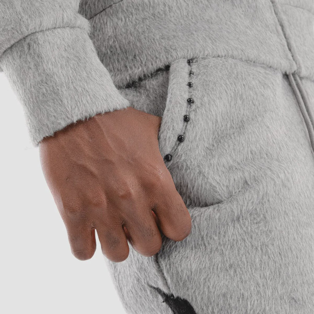 Copper rivet Pearled Stacked Sweatpants- Grey