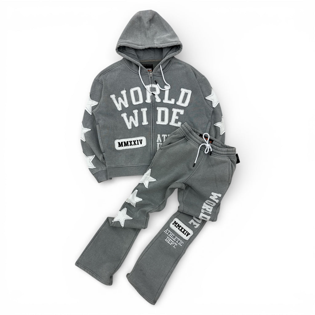 COPPER RIVET 'Worldwide' Sweat Pants- Gray