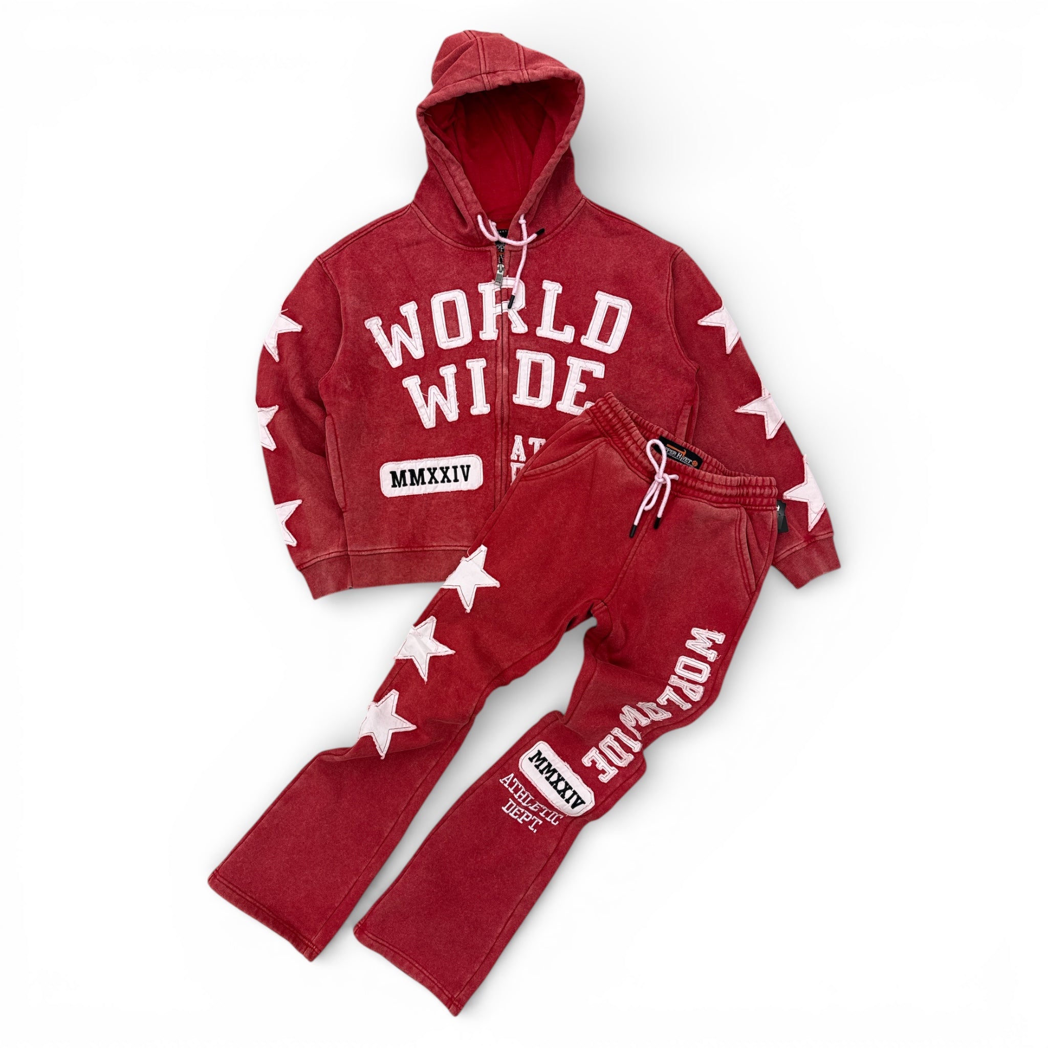 COPPER RIVET 'Worldwide' Sweat Pants- Red