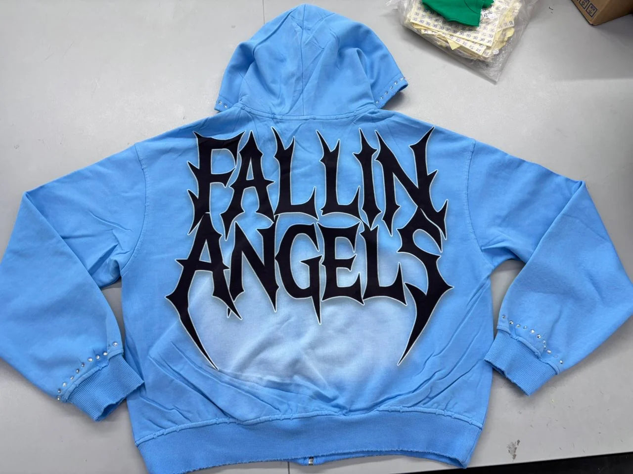 SHATTERED 'Falling Angels' Zip Up Hoodie- Blue