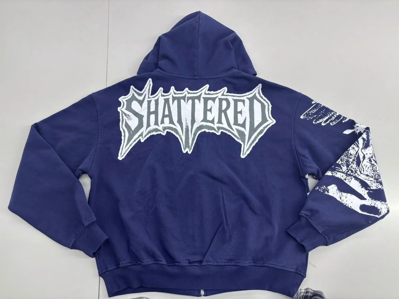 SHATTERED 'Catching Feelings' Zip Up Hoodie- Navy
