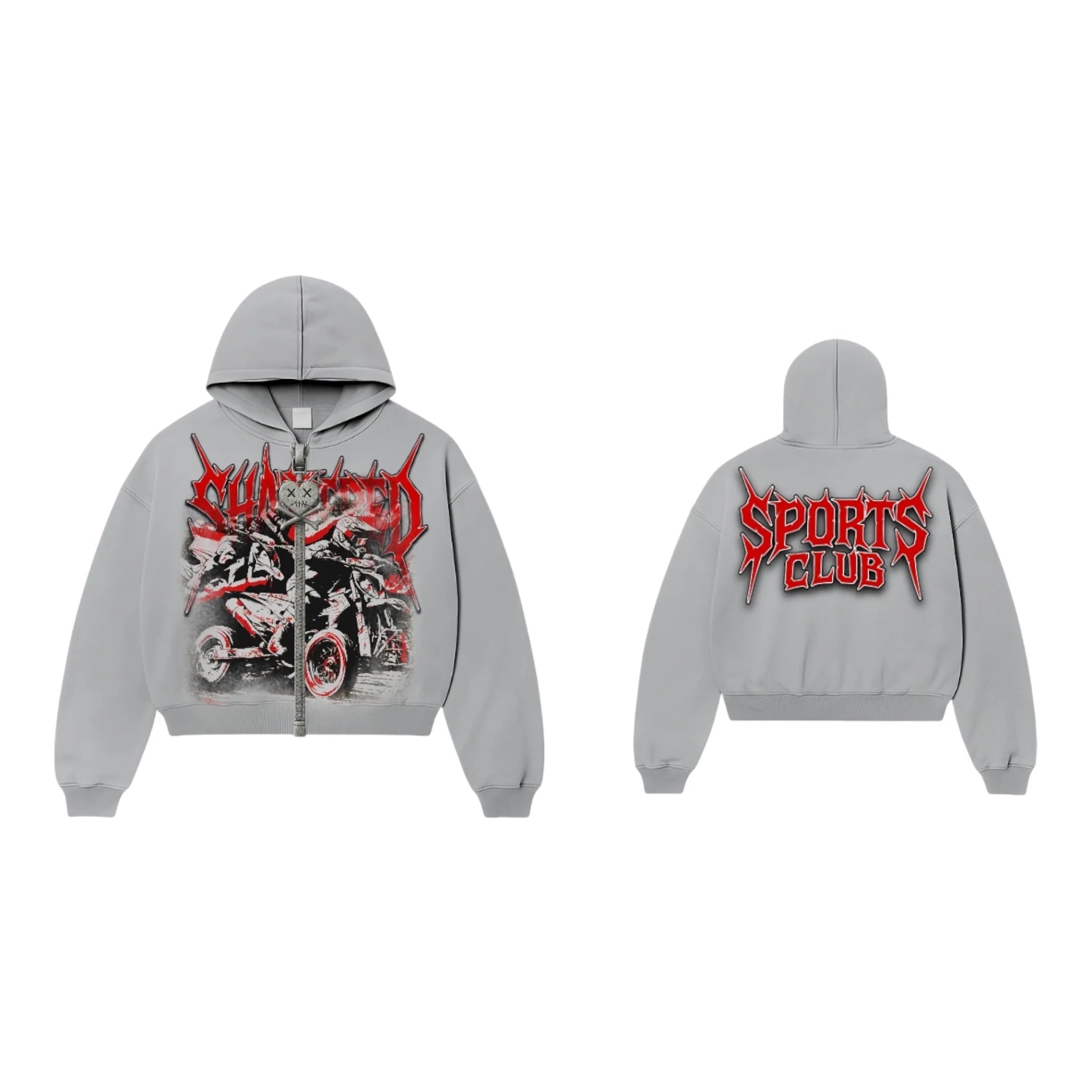 SHATTERED 'Sport Club' Zip Up Hoodie- Gray