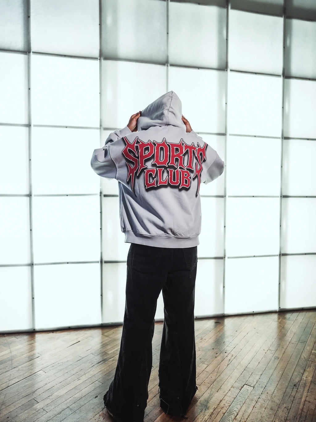 SHATTERED 'Sport Club' Zip Up Hoodie- Gray