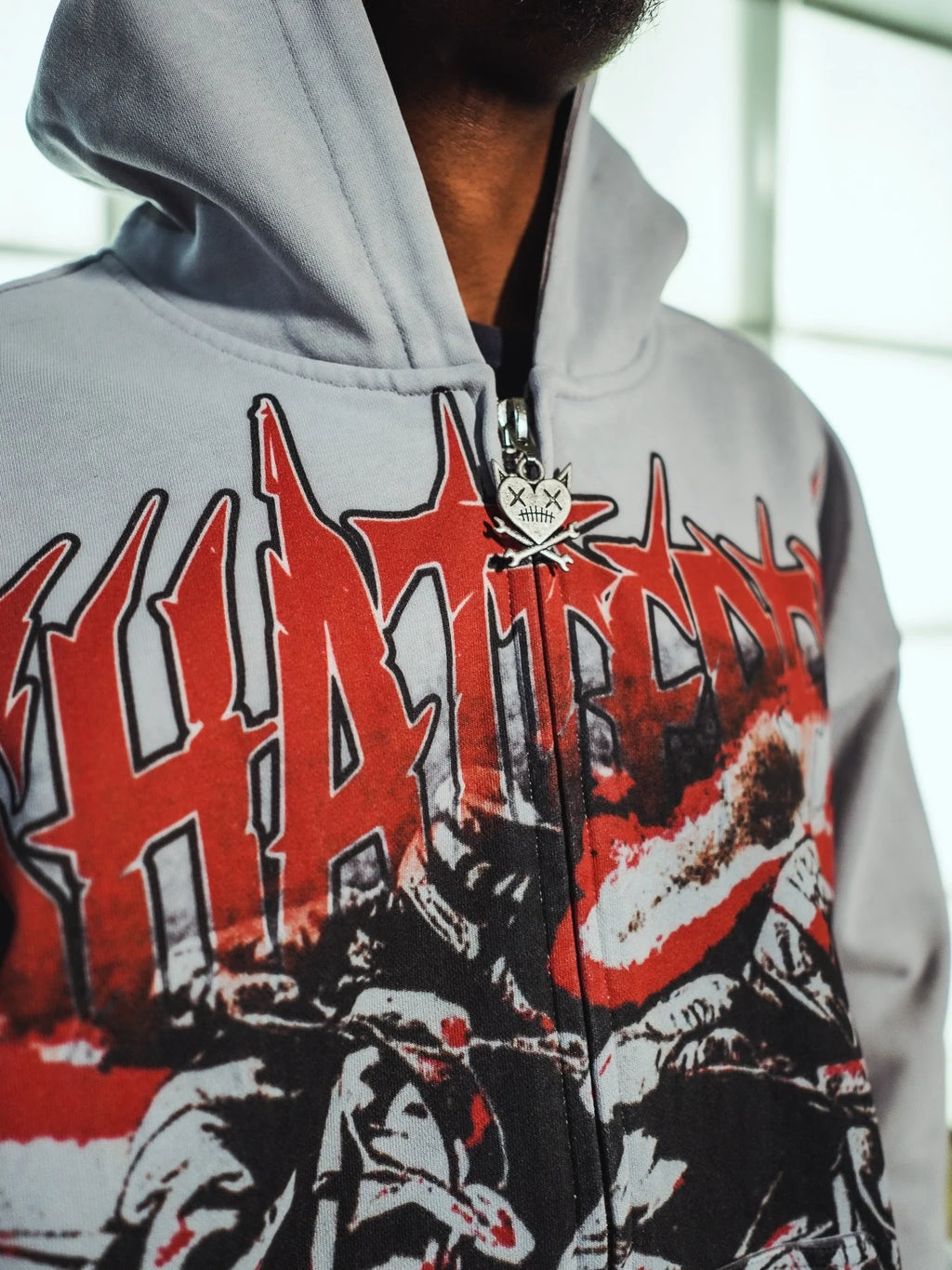 SHATTERED 'Sport Club' Zip Up Hoodie- Gray