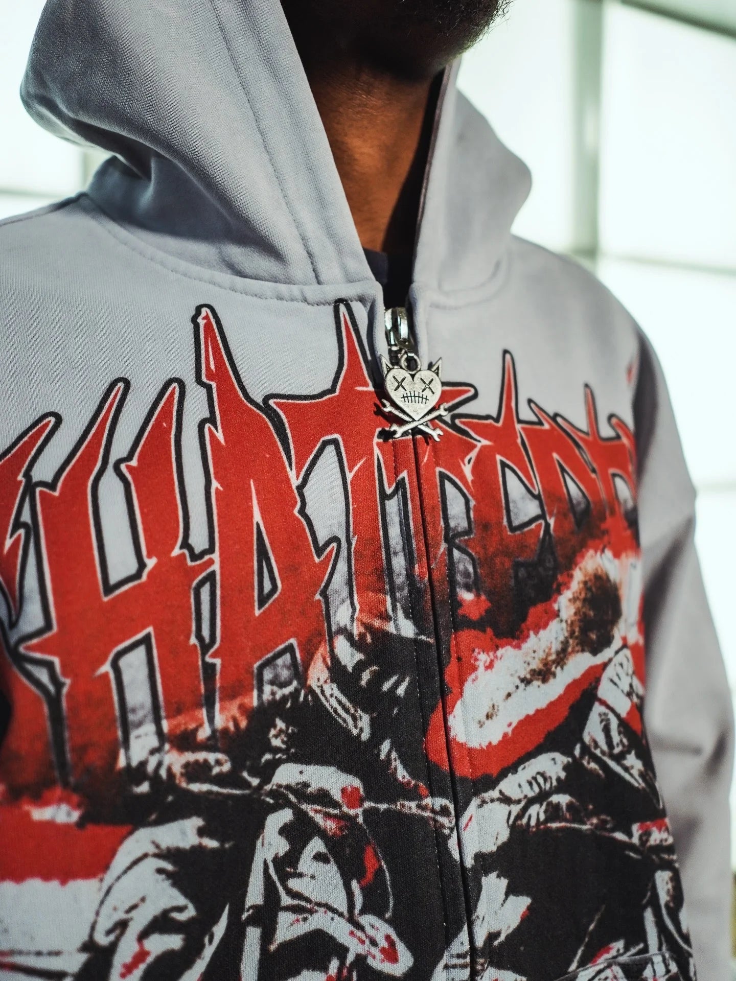 SHATTERED 'Sport Club' Zip Up Hoodie- Gray