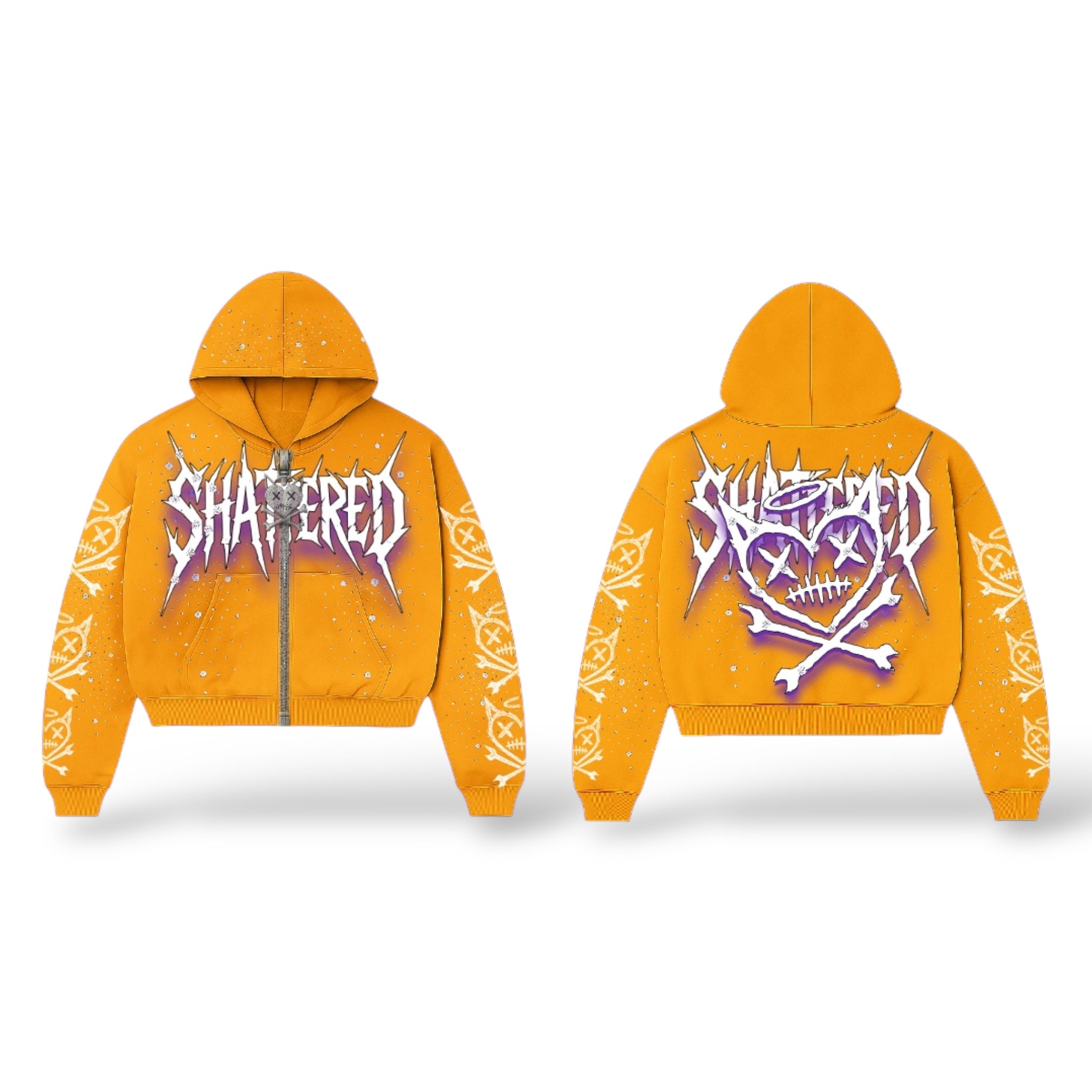 SHATTERED Logo Zip Up Hoodie- Yellow
