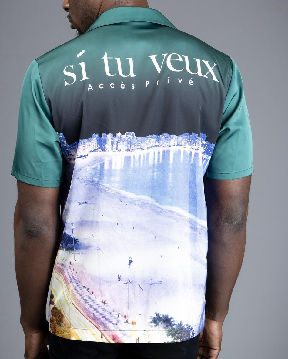 Doctrine 'Si Tu Veux Rivera' Button Up T-Shirt- Hunter Green