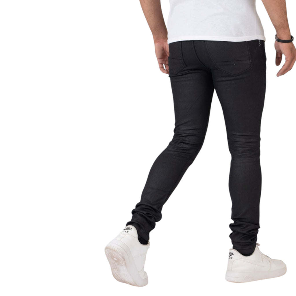 Dzatr '5007' Skinny Jeans- Grey Black Coated