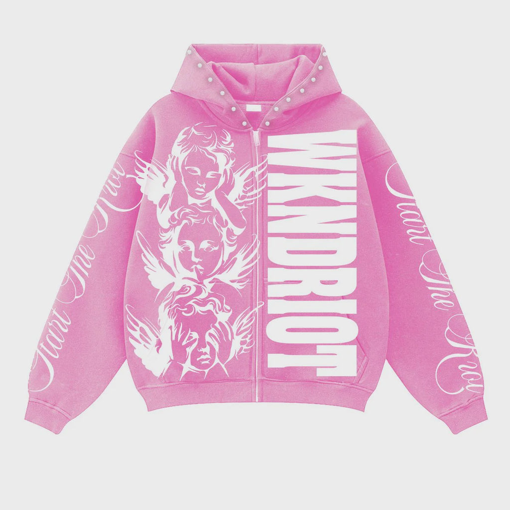 WKND RIOT| START THE RIOT HOODIE PINK