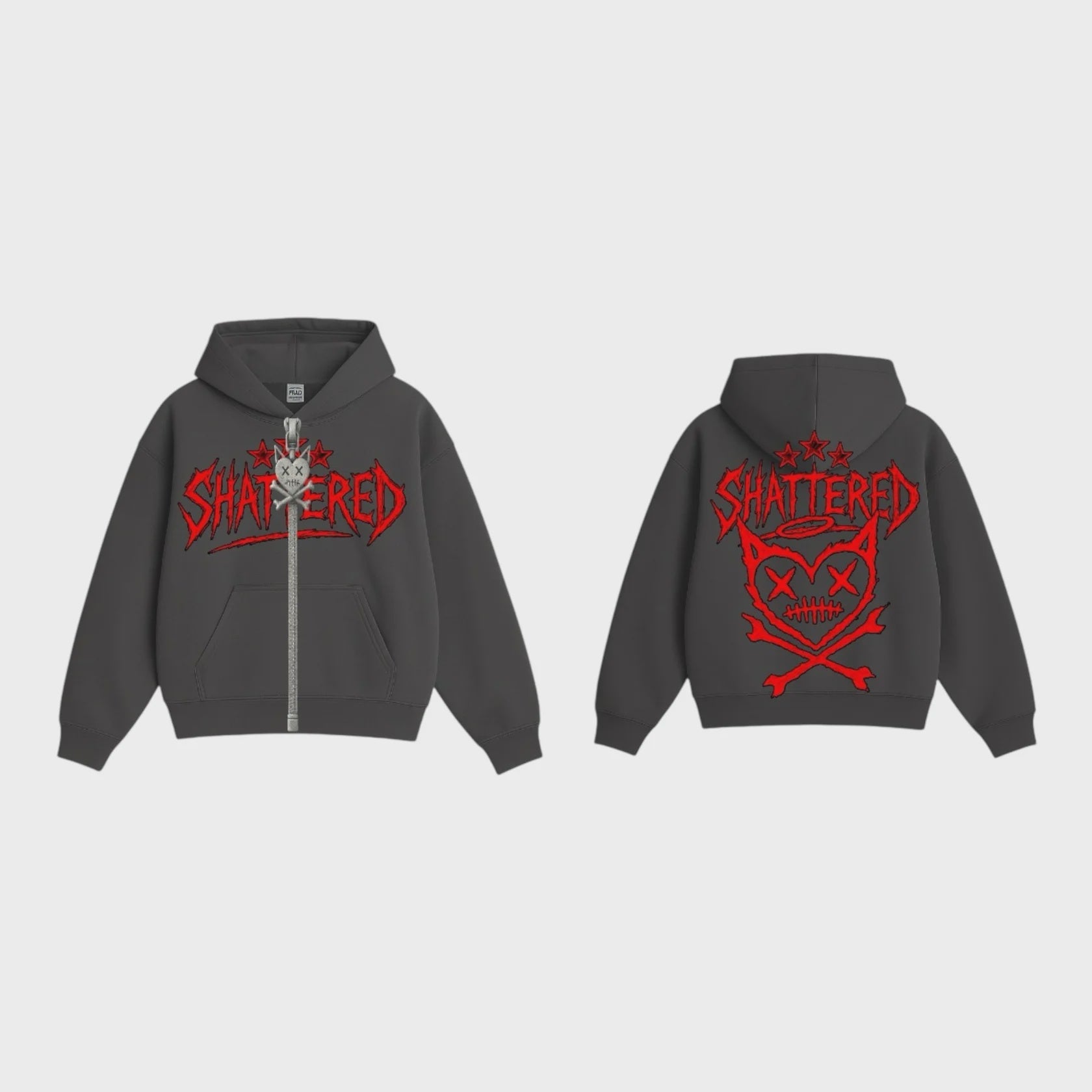 SHATTERED HEARTS SHATTERED  HEAD HOODIE | GRAY
