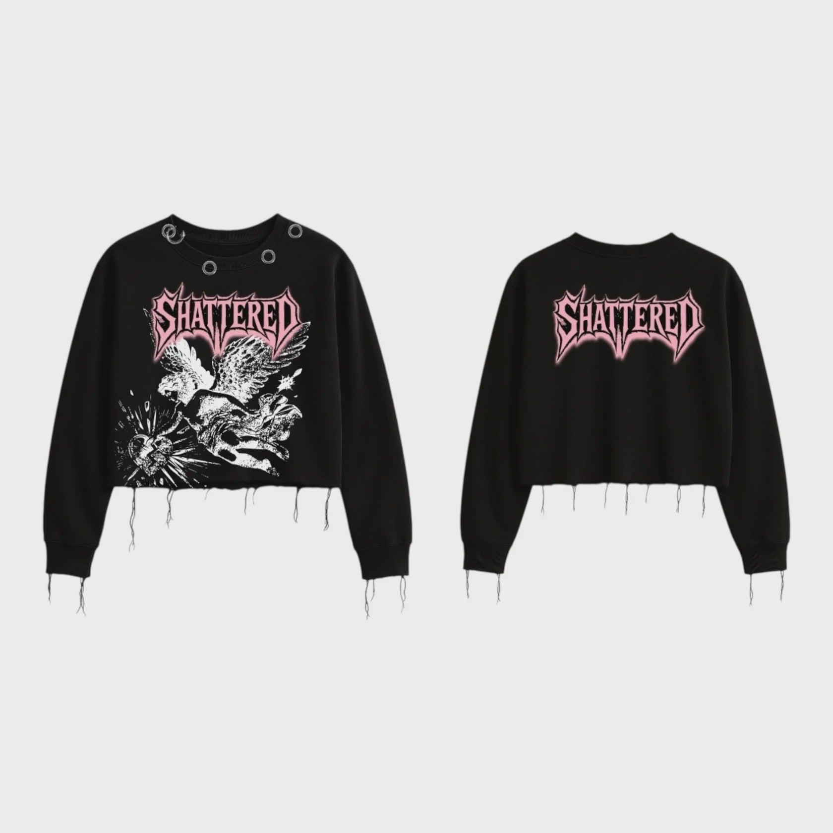 Shattered hearts cropped angel sweater black