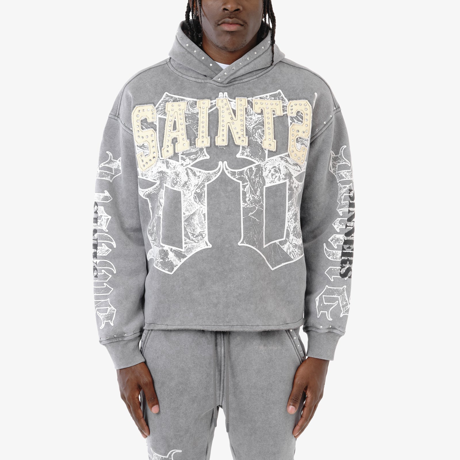 Copper Rivet Saint Hoodie-Grey