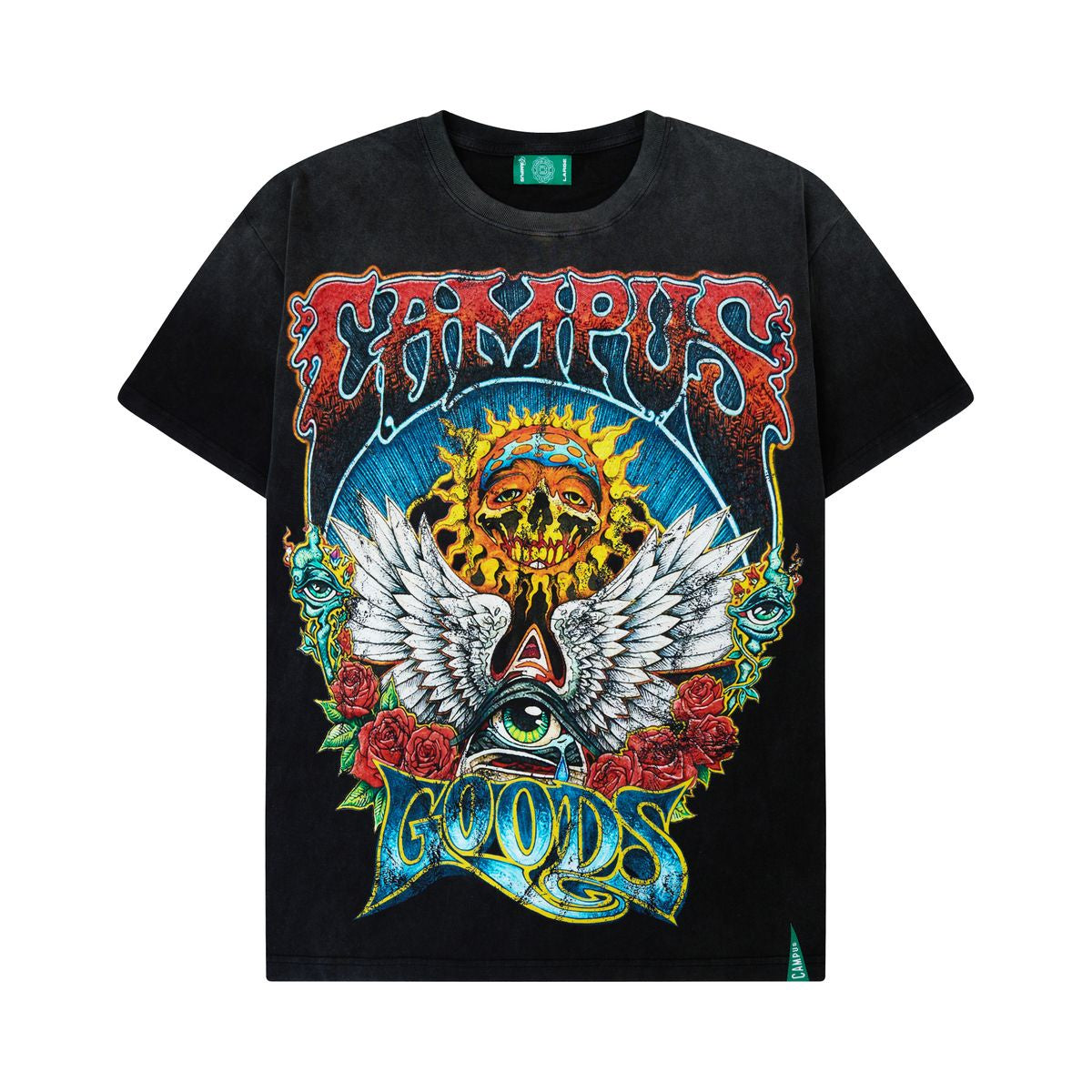 Campus 'Psychedelic' T-Shirt- Black