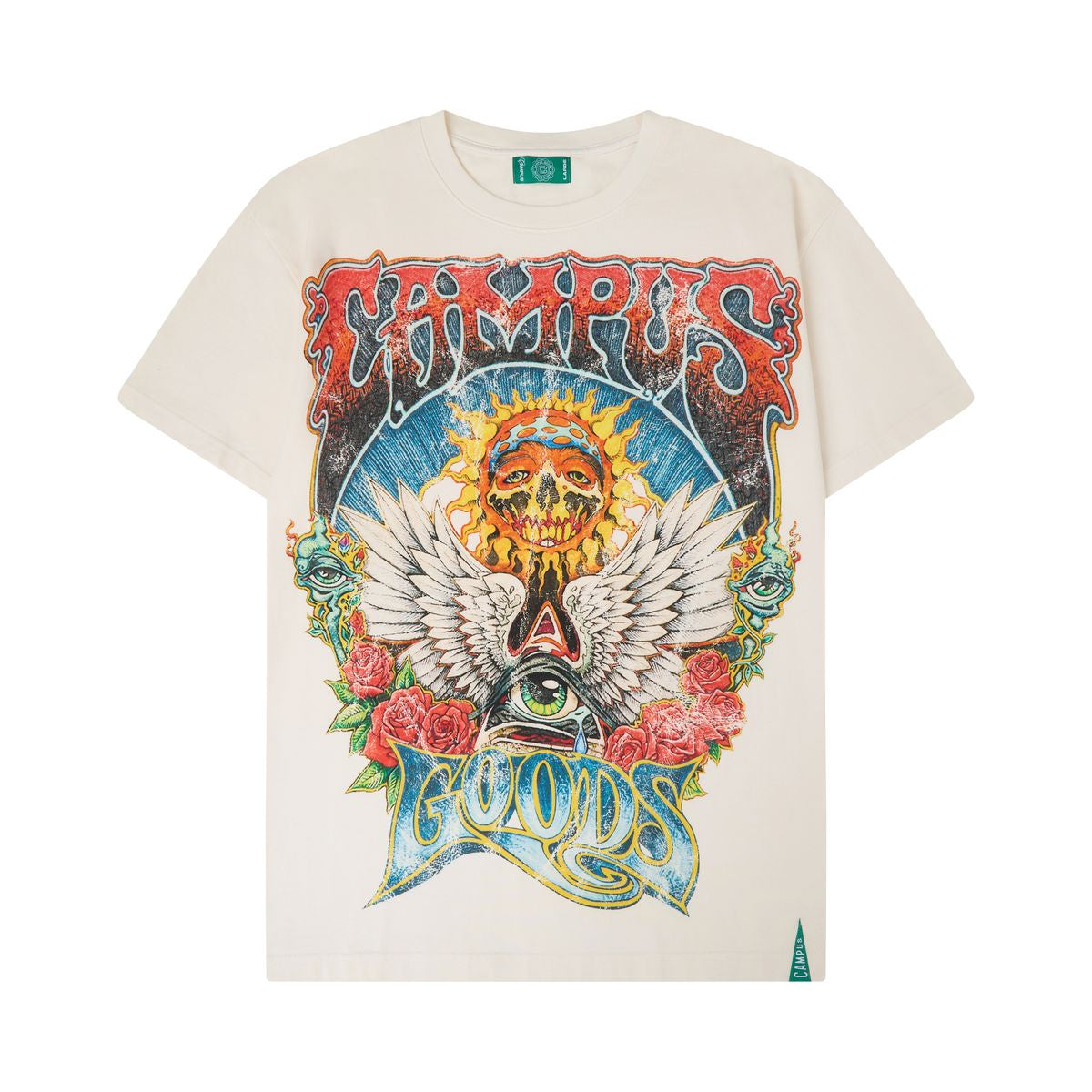 Campus 'Psychedelic' T-Shirt- Cream