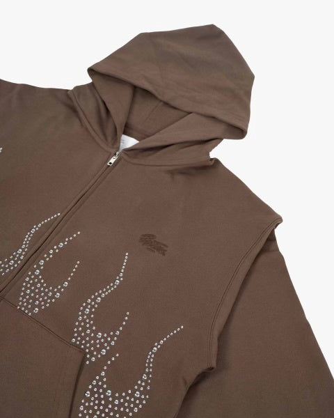 EPTM Metal Flame Zip Up Hoodie- Brown