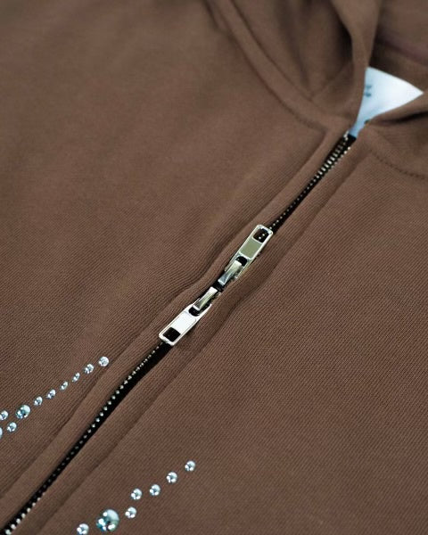 EPTM Metal Flame Zip Up Hoodie- Brown