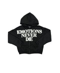 M.E. ‘End’ Rhinestone Zip Up Hoodie- Black