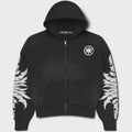 Lost Shdws Exclusive Acid Wash Zip Up Hoodie- Black