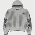 Lost Shdws Exclusive Acid Wash Zip Up Hoodie- Grey
