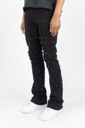 Rebel ‘Diamond Studded’ Stacked Jeans- Black