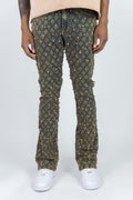 Rebel ‘Diamond Studded’ Stacked Jeans- Rust