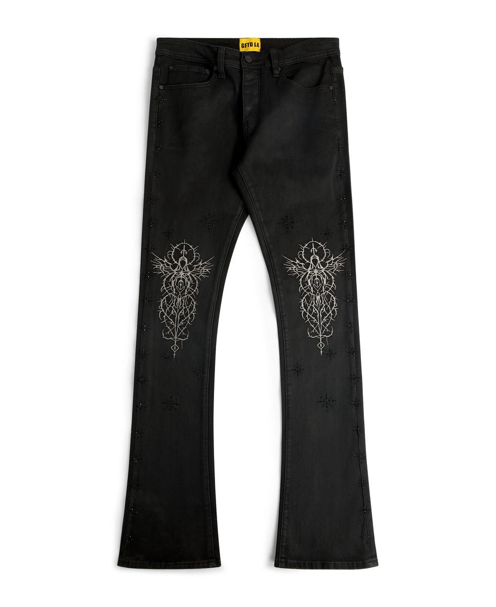 GFTD ‘Luke’ Waxed Stacked Denims- Blk