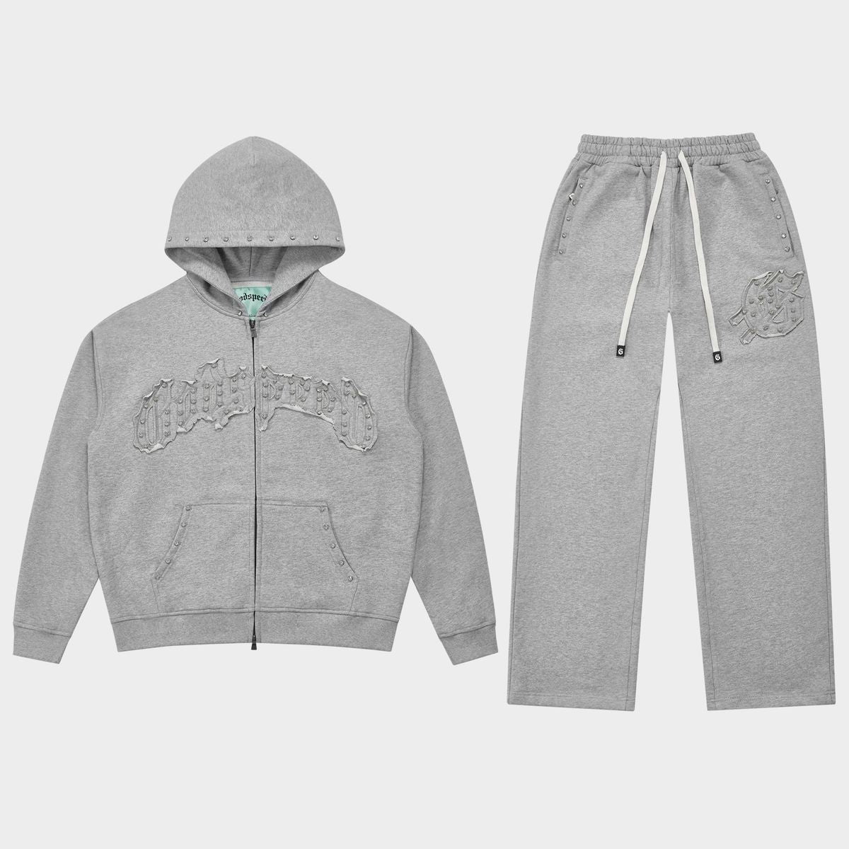 Godspeed Symmetric Studded Hoodie V2- Heather Grey