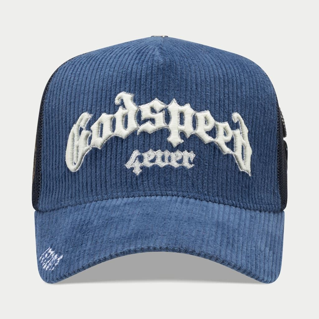 Godspeed Forever Trucker Hat- Saphire Corduroy