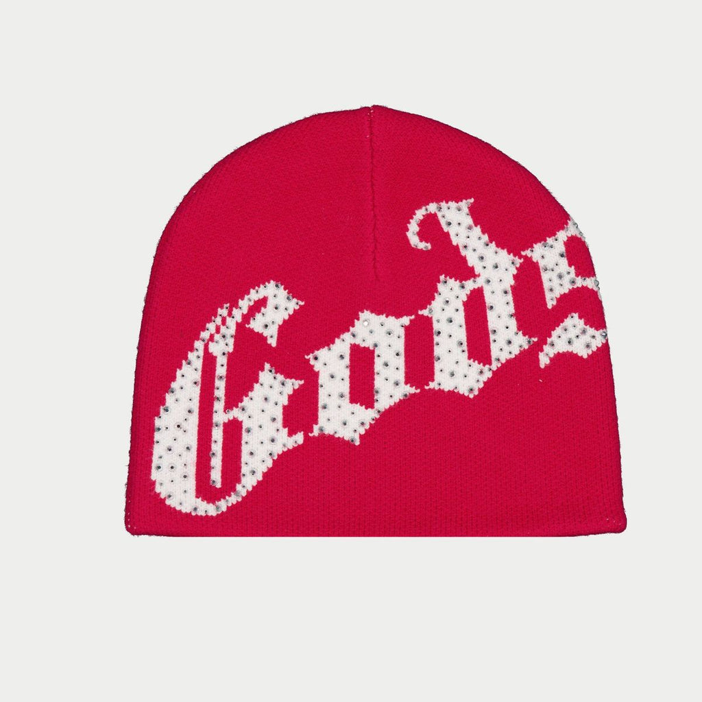 Godspeed OG Logo Studded Beanie- Red/White
