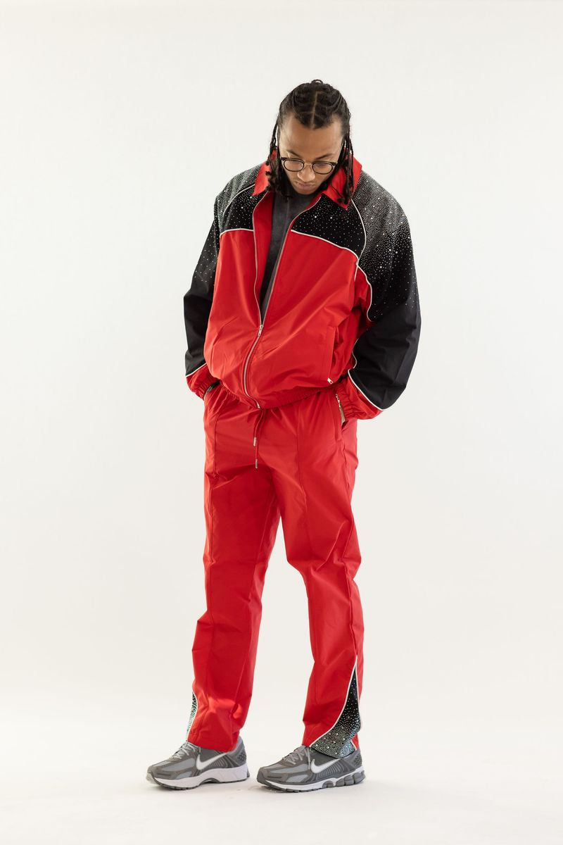 Kindred Track Suit With Rhinestone- Red/Black