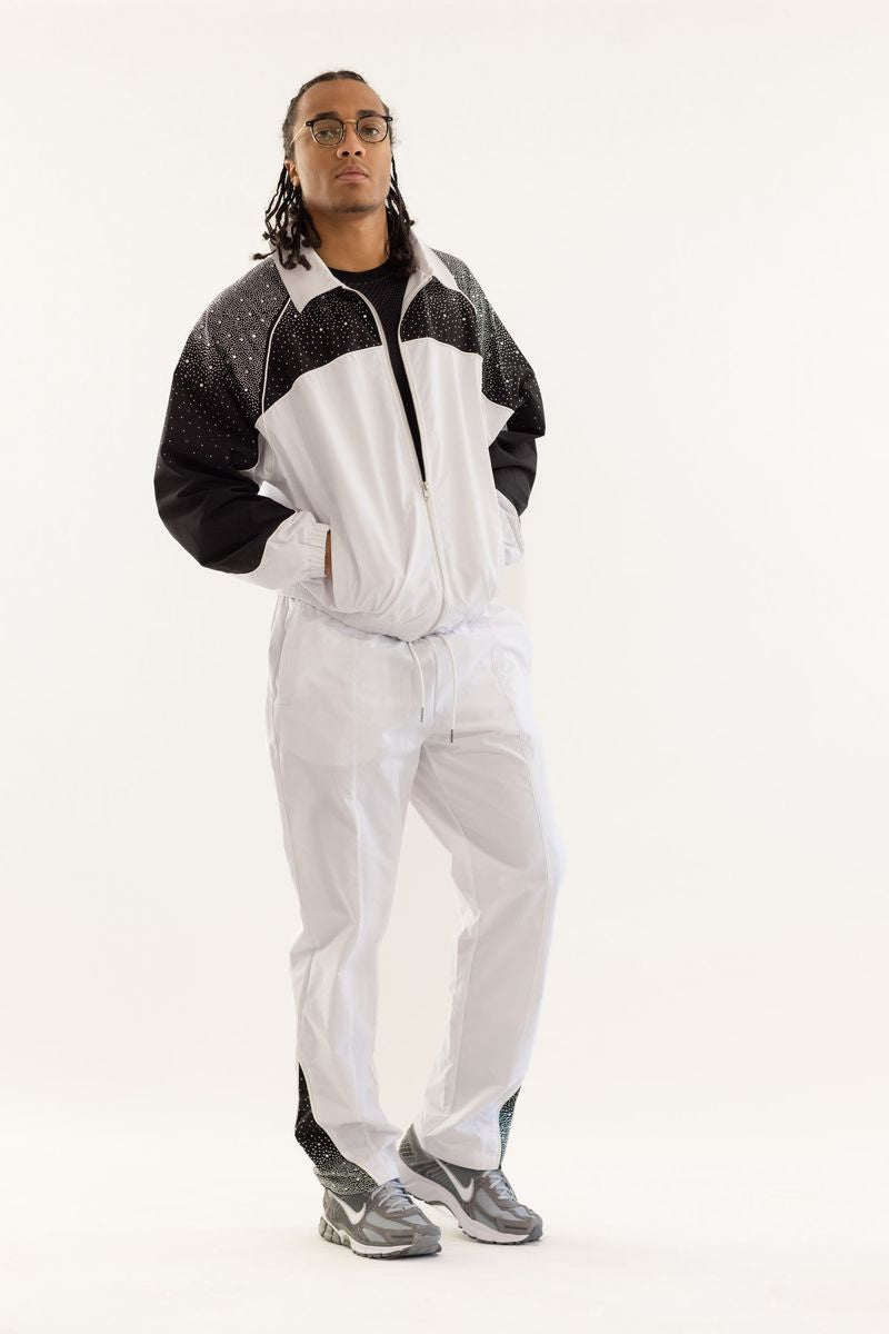 Kindred Track Suit With Rhinestone- White/Black