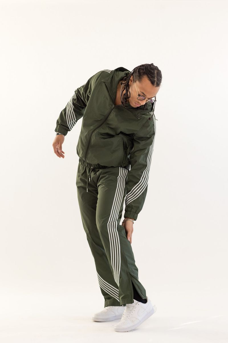 Kindred Nylon Striped Set- Olive