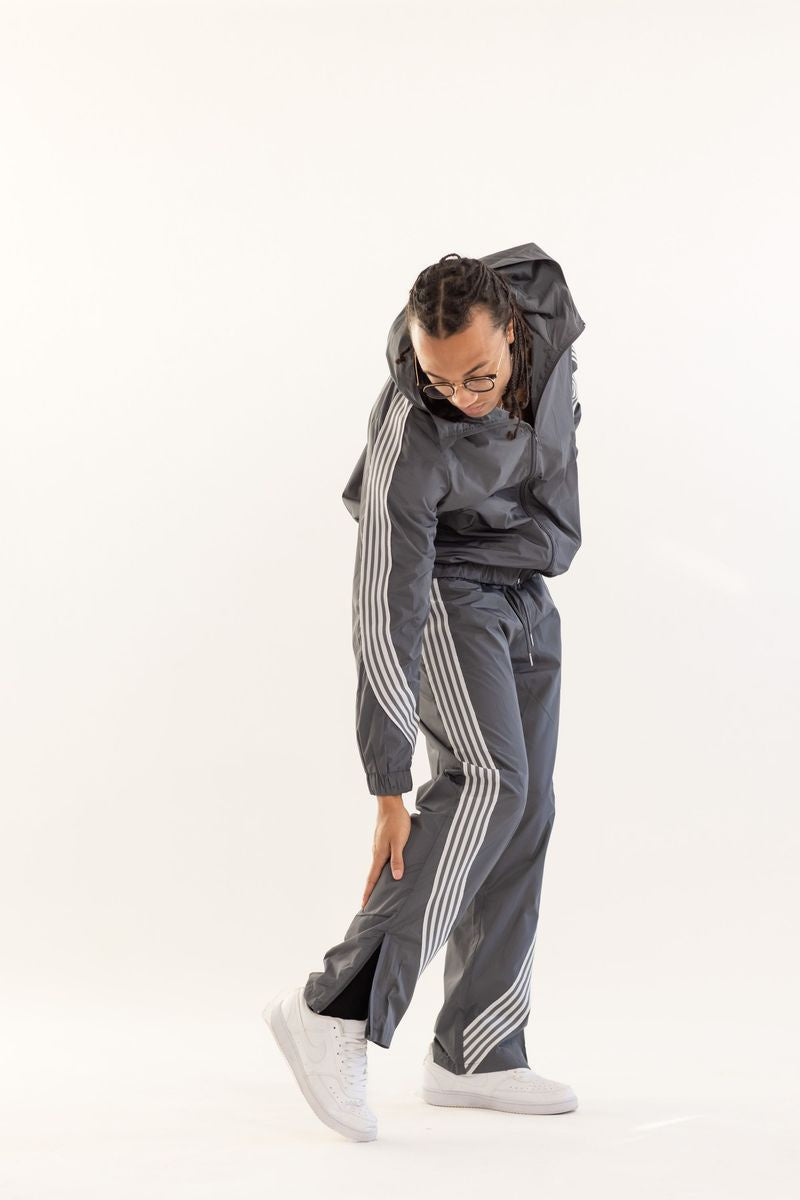 Kindred Nylon Striped Set- Charcoal Grey