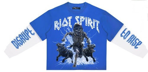 Roku Riot Spirit Layered Long Sleeve Tee - Royal Blue