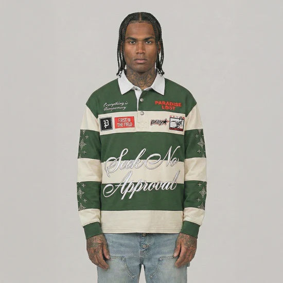 Paradise Lost Seek No Approval Rugby Shirt- Green/Multi