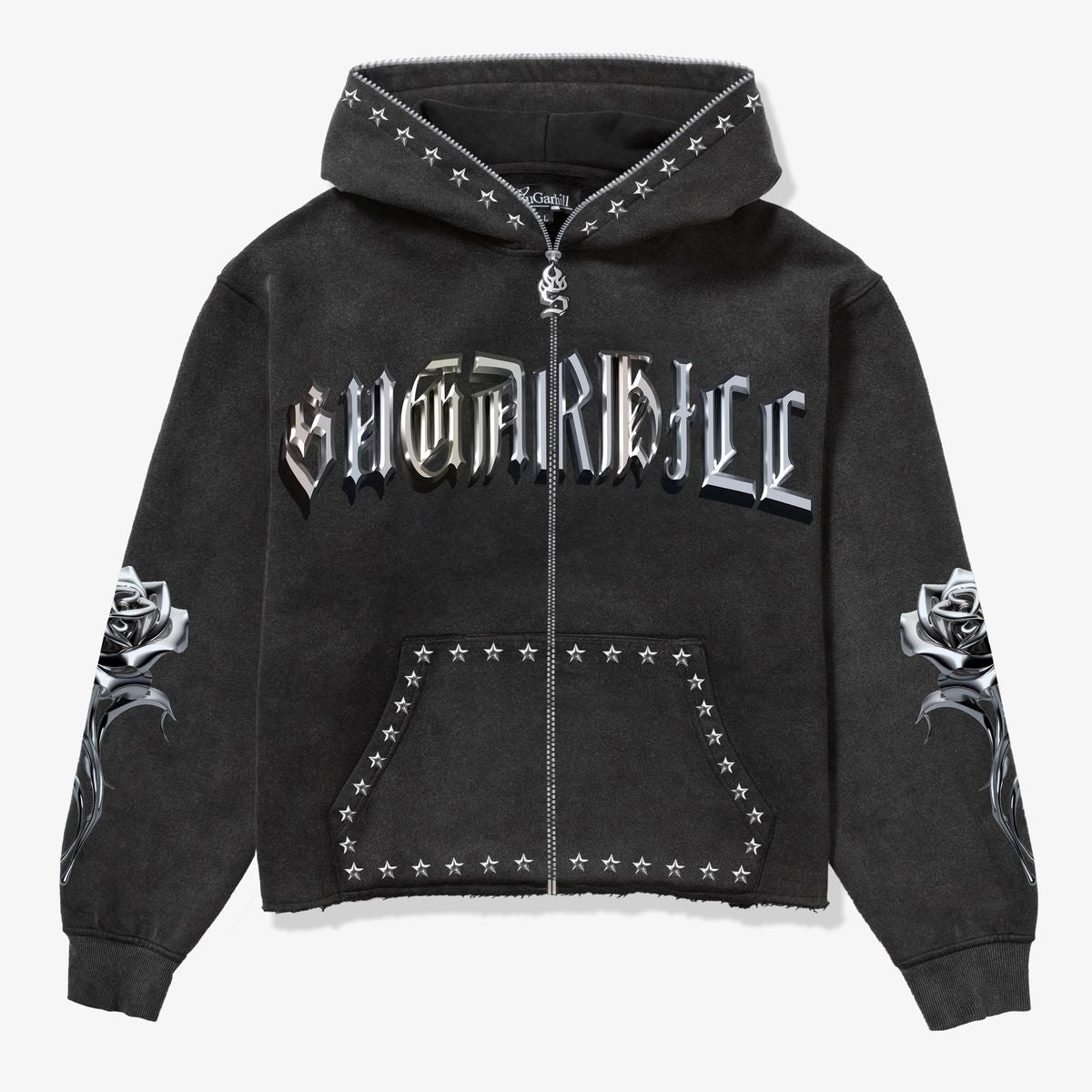 Sugarhill “Body Shop” Zip Up Hoodie- Black Vintage