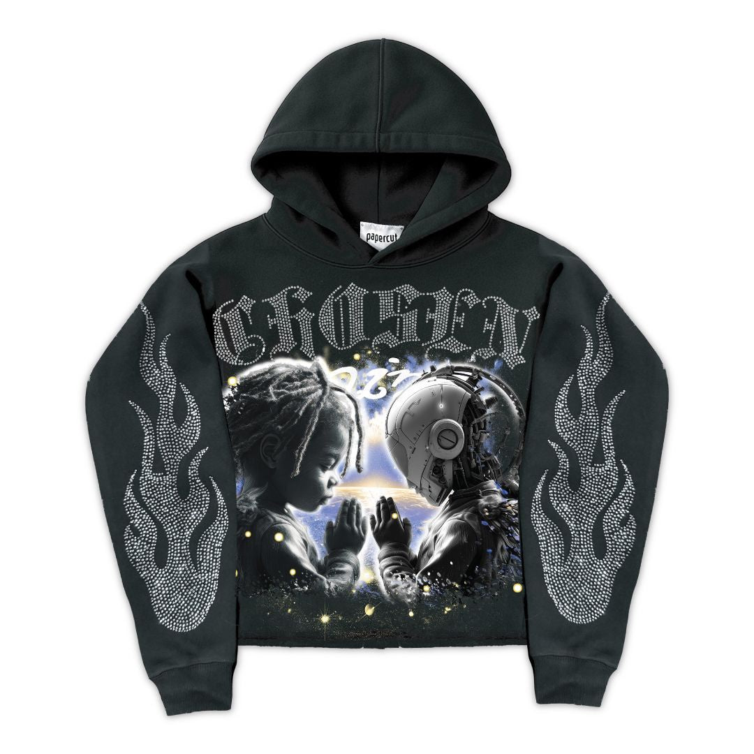 3Forty Rhinestone Chosen Hoodie- Blk