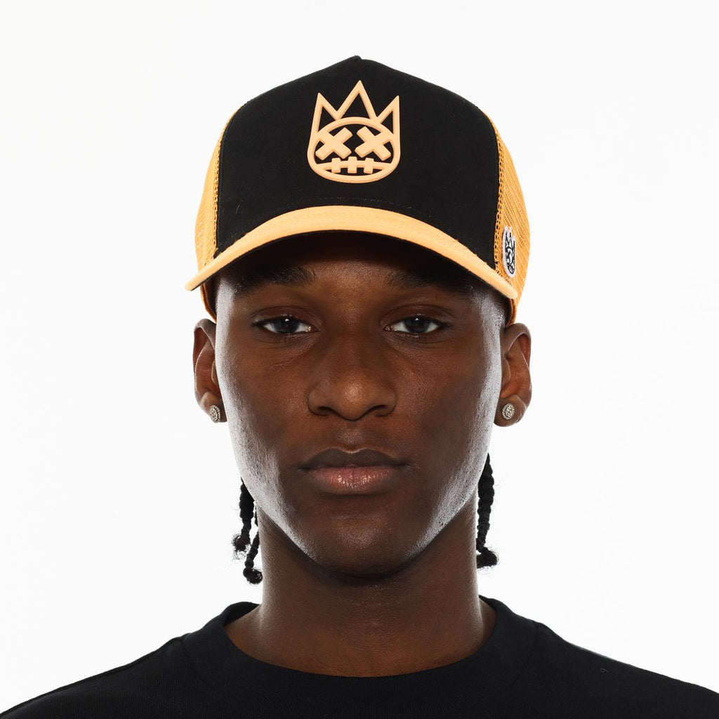 Cult Logo Mesh Back Trucker Hat 'Shimuchan'- Black/ Yellow